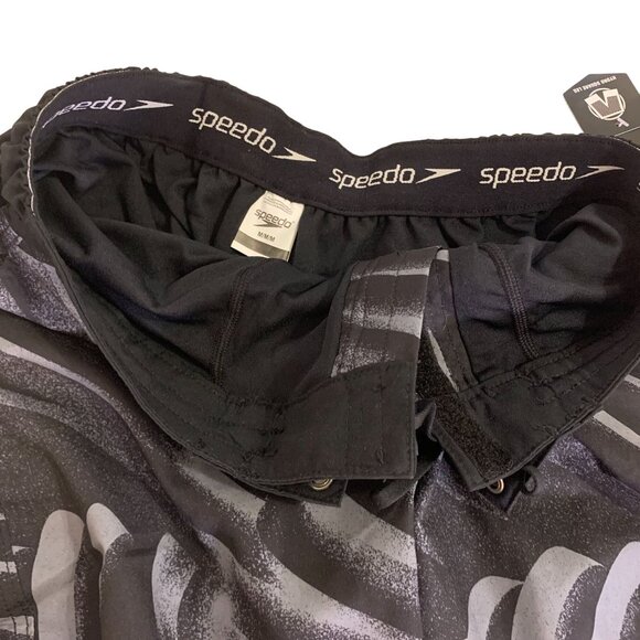 Speedo Mens Hydro Square Leg Boardshorts M 4-Way Comfort Stretch Black & Gray Sw - Picture 7 of 7